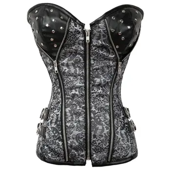 Fashion Grey Jacquard Vintage Front Zipper Overbust Steel Boned Steampunk Corset Bustier Women Waist slimming Corpete Corselet
Fashion Grey Jacquard Vintage Front Zipper Overbust Steel Boned Steampunk Corset Bustier Women Waist slimming Corpete Corselet