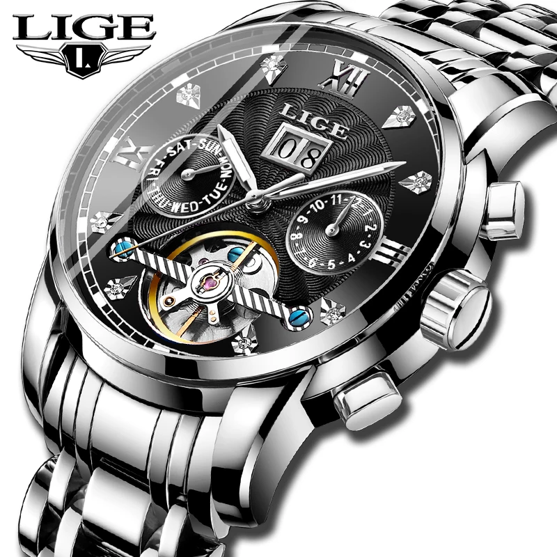 LIGE Luxury Brand Men Watch Mechanical Tourbillon Fashion Stainless Steel Sports Watches Mens Automatic Watch Relogio Masculino
LIGE Luxury Brand Men Watch Mechanical Tourbillon Fashion Stainless Steel Sports Watches Mens Automatic Watch Relogio Masculino