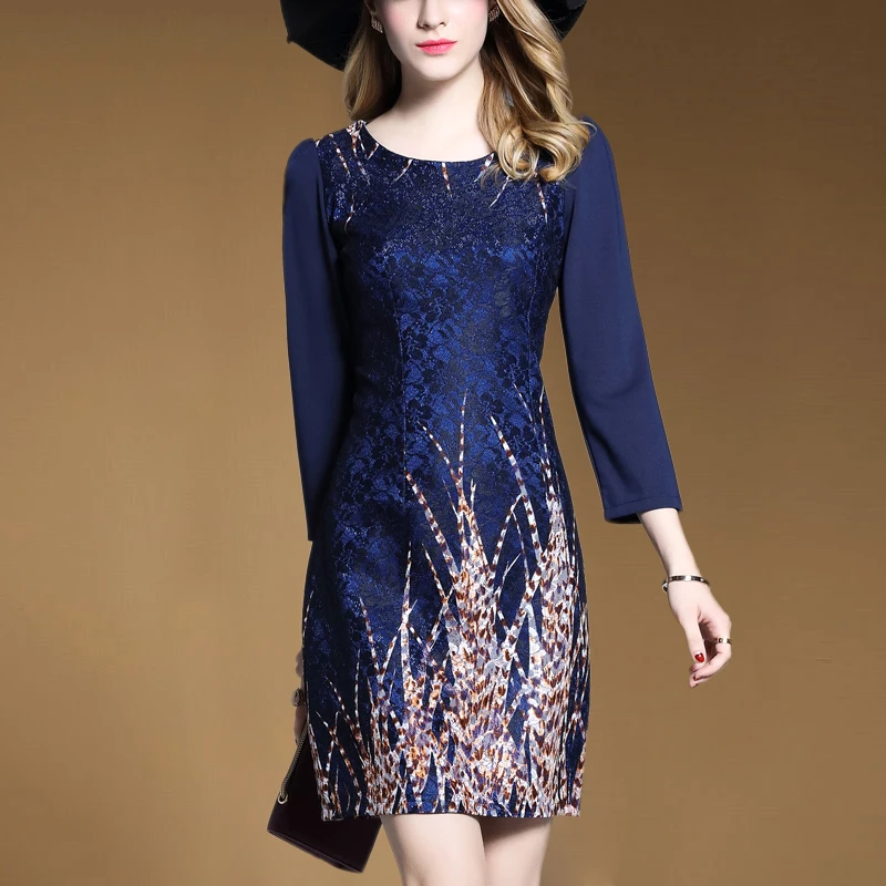 2017 Spring New Design Fashion Women Quality Jacquard Lanon Dress Round Neck Long Sleeve Print Dress Navy Blue Size S-XXL Vestid
2017 Spring New Design Fashion Women Quality Jacquard Lanon Dress Round Neck Long Sleeve Print Dress Navy Blue Size S-XXL Vestid