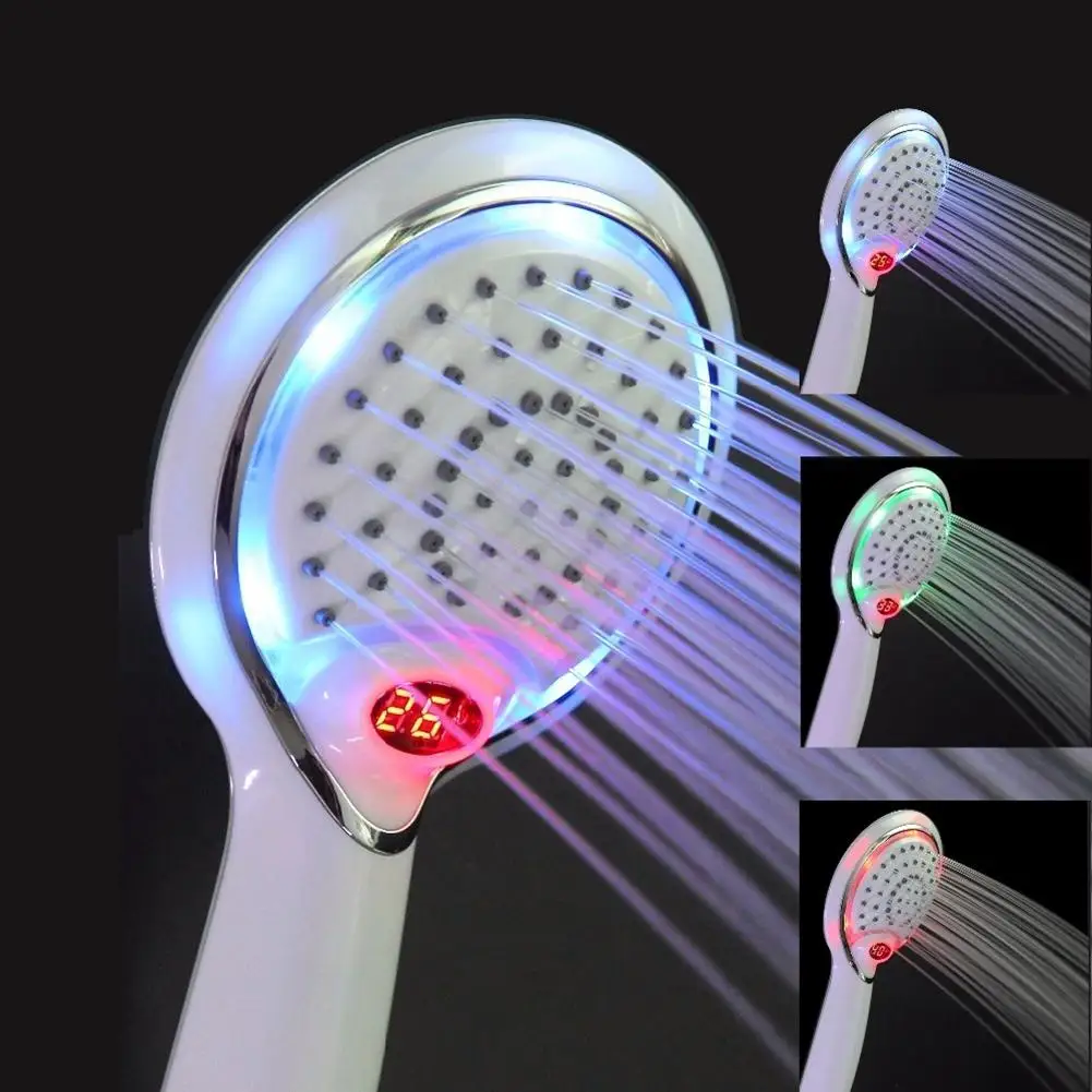 LED Handheld Shower Head Temperature LCD Display 3-Color Change Spray Nozzle Bathroom Accessories 
LED Handheld Shower Head Temperature LCD Display 3-Color Change Spray Nozzle Bathroom Accessories