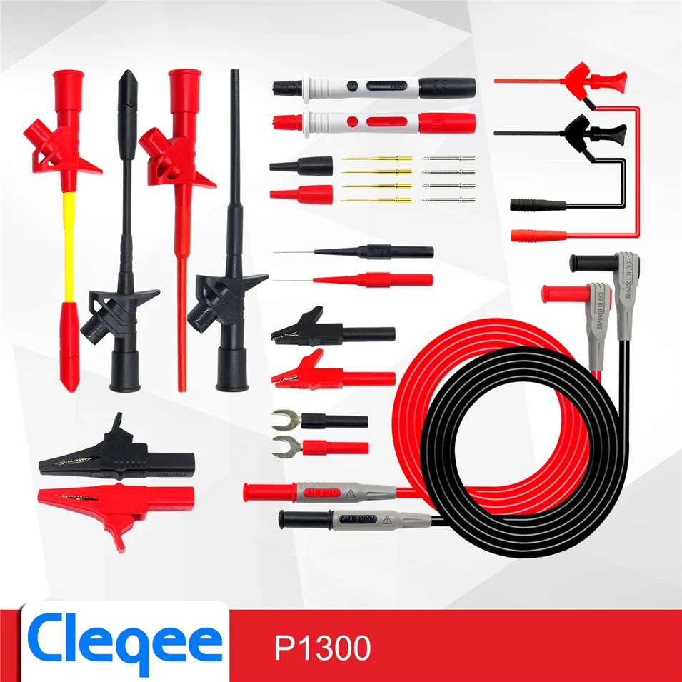 Cleqee P1300D P1300E P1300F Replaceable Multimeter Probe Test Hook&Test Lead kits 4mm Banana Plug Alligator Clip Test stick
Cleqee P1300D P1300E P1300F Replaceable Multimeter Probe Test Hook&Test Lead kits 4mm Banana Plug Alligator Clip Test stick