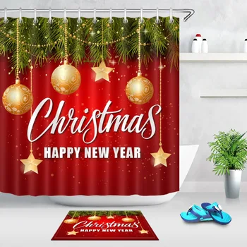 Christmas Balls Star And Green Fir Leaves Shower Curtain Set Bathroom Waterproof Eco-Friendly Polyester Fabric For Bathtub Decor
Christmas Balls Star And Green Fir Leaves Shower Curtain Set Bathroom Waterproof Eco-Friendly Polyester Fabric For Bathtub Decor