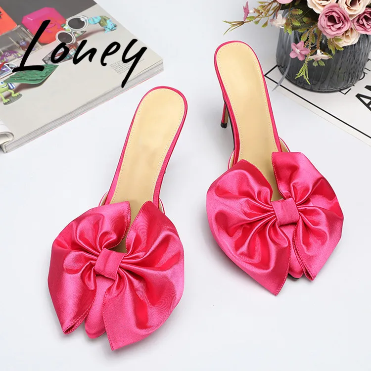 Loney New Stain Bowtie Summer Slippers Open Toe Thin HIgh Heel Mules Shoes Women
Loney New Stain Bowtie Summer Slippers Open Toe Thin HIgh Heel Mules Shoes Women