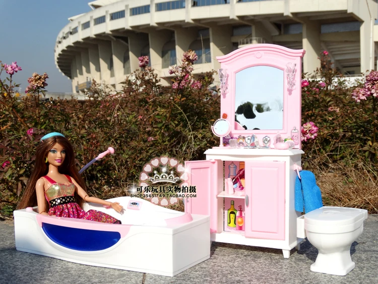 Подлинная Кукла Барби для ванной комнаты умывальника кукольный дом набор мебели