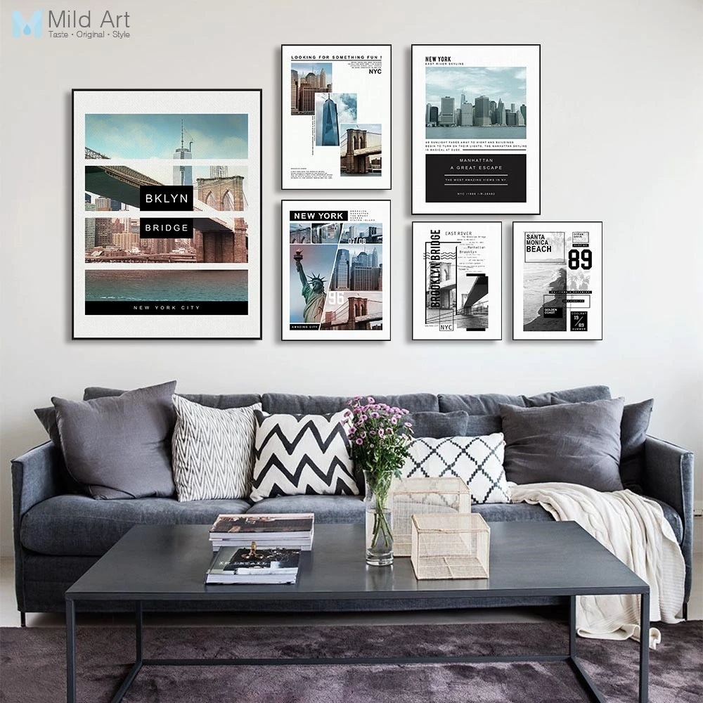 Home Decor World Famous City London Paris New York Poster Nordic