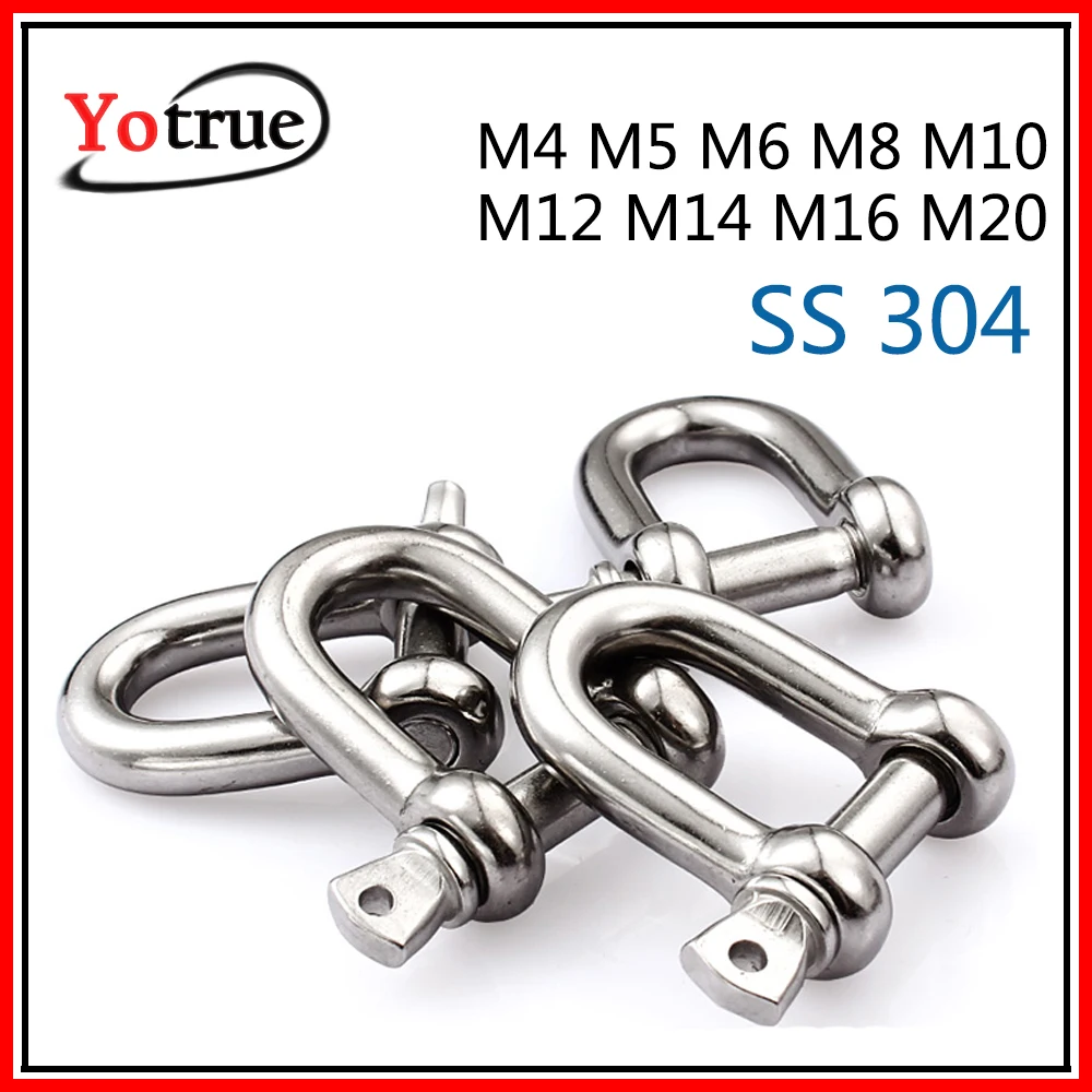 1-10pcs/lot Stainless steel U-bolts D-shaped cufflinks shackle M4/M5/M6/M8/M10/M12/M16/M20 Type u sling screw Rope screw Hook
1-10pcs/lot Stainless steel U-bolts D-shaped cufflinks shackle M4/M5/M6/M8/M10/M12/M16/M20 Type u sling screw Rope screw Hook