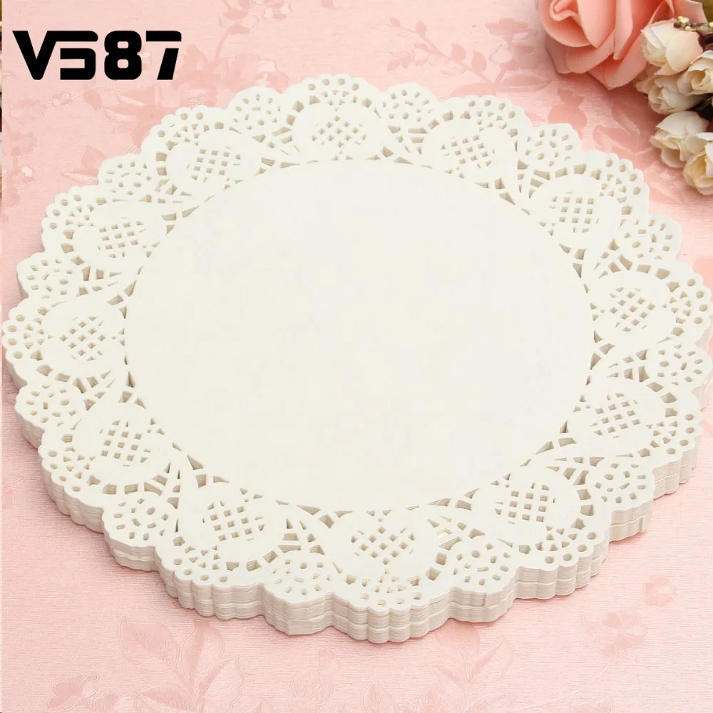 Image 120Pcs White Round Lace Paper Doilies Plates Mats Coasters Placemats Wedding Events Party Table Gift Bag Decorative Accessories