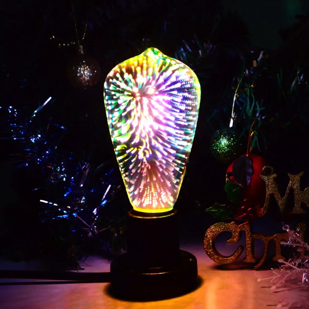 Christmas Gift 3D Star Fireworks Effect Night Light E27 LED Lamp Bulb AC85-265V ST64 G95 Home Holiday Decor Novelty Lighting
Christmas Gift 3D Star Fireworks Effect Night Light E27 LED Lamp Bulb AC85-265V ST64 G95 Home Holiday Decor Novelty Lighting