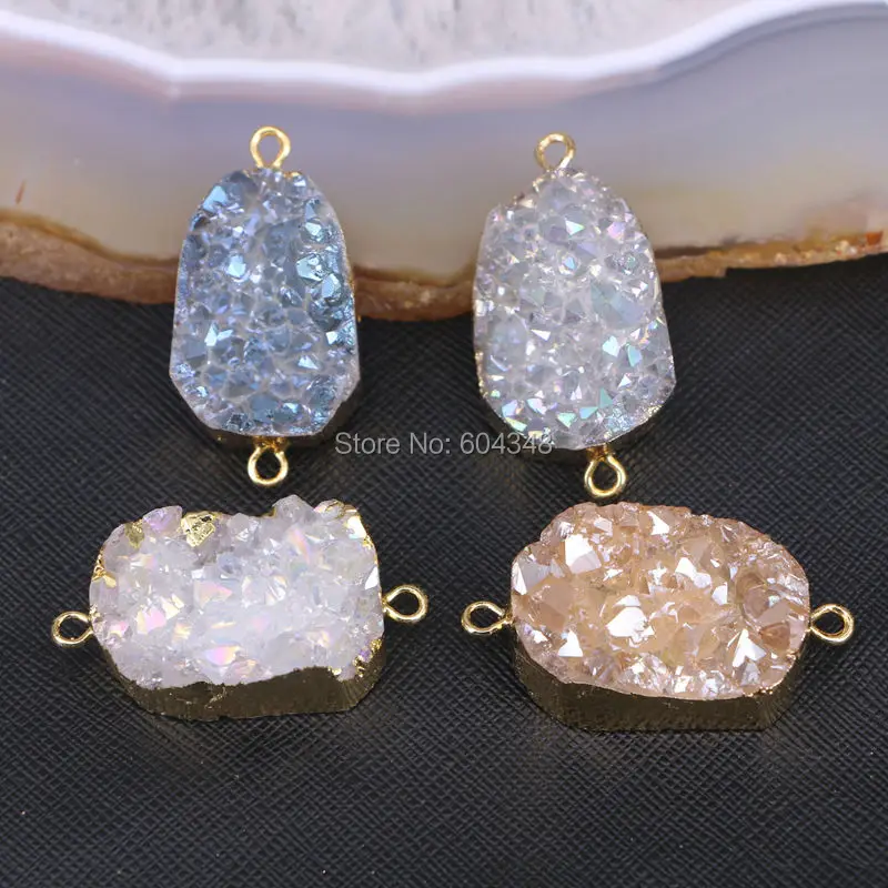 5pcs Gold color Mix Color Natural Crystal Quartz Titanium Geode Connector Fashion Gem stone Jewelry
5pcs Gold color Mix Color Natural Crystal Quartz Titanium Geode Connector Fashion Gem stone Jewelry