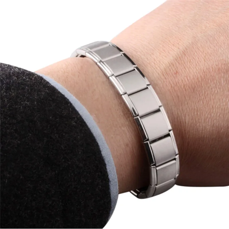 Watchband Men Charm Bracelet Stainless Steel Punk Jewelry Magnet Germanium Health Titanium & BanglesFashion | Украшения и