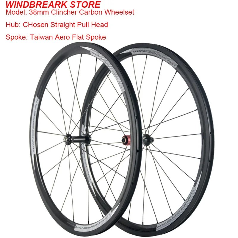 WINDBREAK 1 Pair carbon fiber wheelset 38mm Clincher 700C wheels for road bicycle Chosen Wheels Hub
WINDBREAK 1 Pair carbon fiber wheelset 38mm Clincher 700C wheels for road bicycle Chosen Wheels Hub