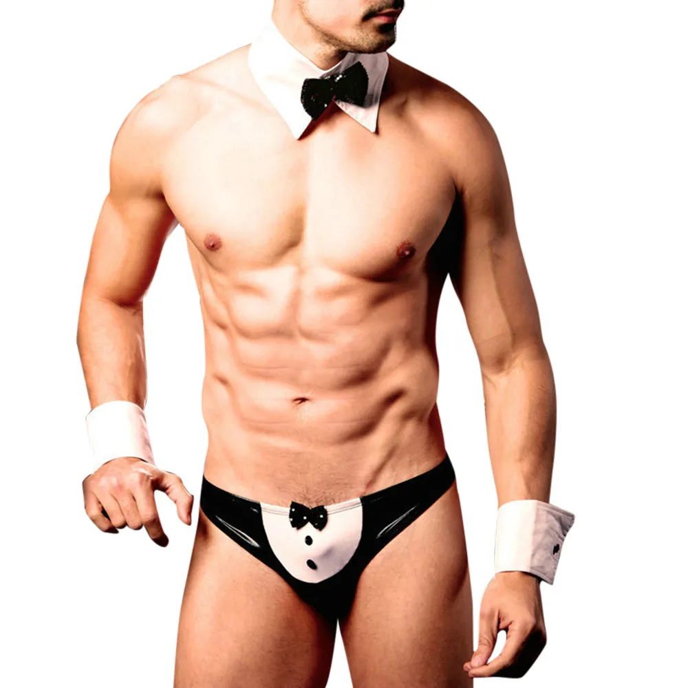 Sexy Men Mankini Thong underwear men briefs Waiter Costume Cosplay Lingerie Bow Tie Underwear Set ropa interior hombre
Sexy Men Mankini Thong underwear men briefs Waiter Costume Cosplay Lingerie Bow Tie Underwear Set ropa interior hombre
