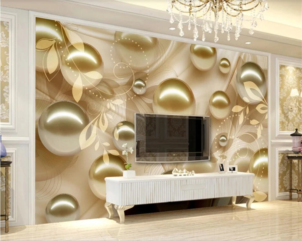 Beibehang пользовательские 3D фоновые обои модные золотые жемчужины красивый узор
