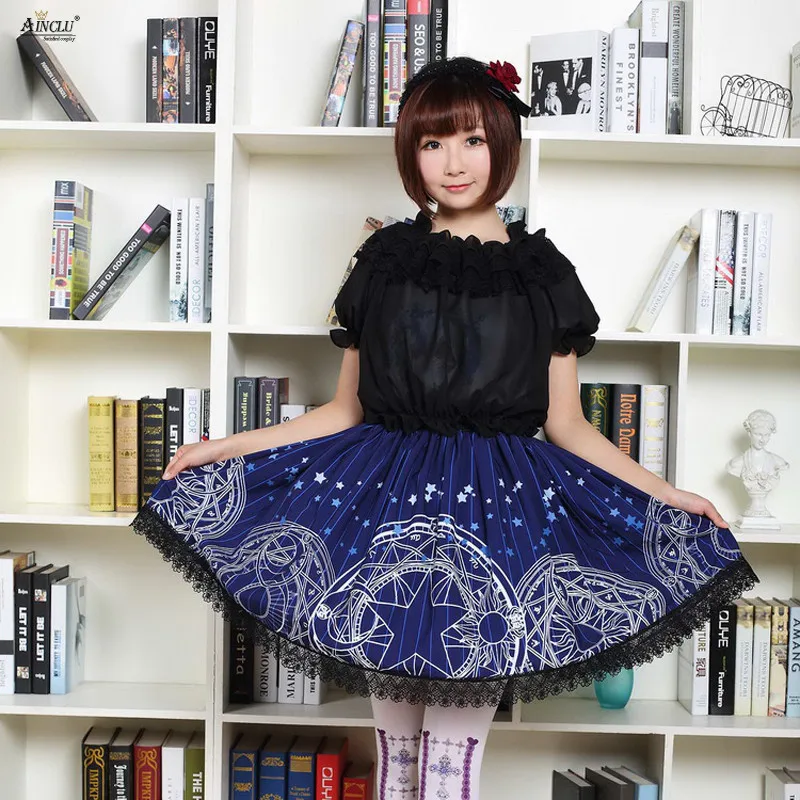 2018 Lolita Lace Skirts Womens Magic Card Japanese Style Sakura Blue Gothic Star Month Magic Printed Lolita Pleated Party Skirts
2018 Lolita Lace Skirts Womens Magic Card Japanese Style Sakura Blue Gothic Star Month Magic Printed Lolita Pleated Party Skirts