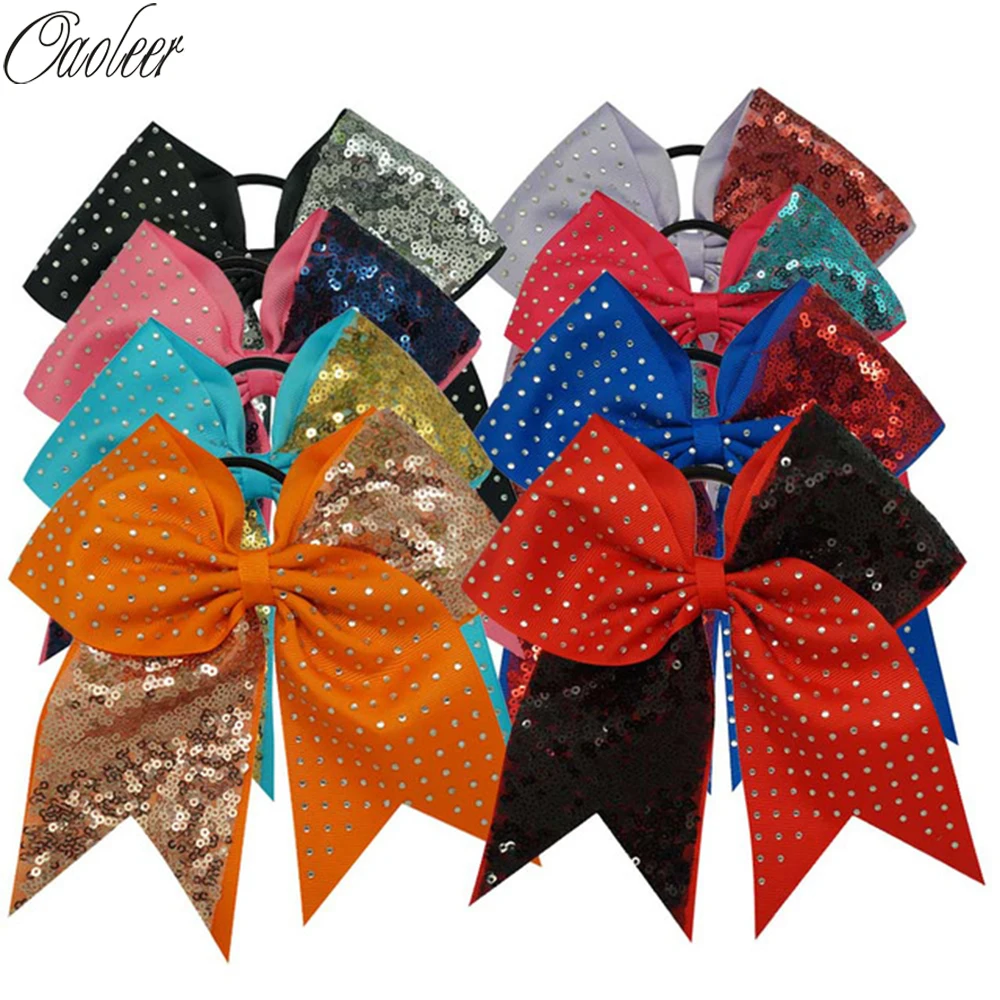 8 Pcs/Lot 7" Sequin Cheer Bows Rhinestone Grosgrain Ribbon With Elastic Hair Bands For Cheerleading Girl Hair Accessories
8 Pcs/Lot 7" Sequin Cheer Bows Rhinestone Grosgrain Ribbon With Elastic Hair Bands For Cheerleading Girl Hair Accessories