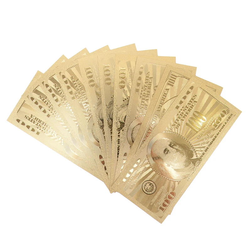 10pcs USA 100 Dollar Gold Banknote Currency Bill Paper Money Coin Medal 24k United States OF America
10pcs USA 100 Dollar Gold Banknote Currency Bill Paper Money Coin Medal 24k United States OF America