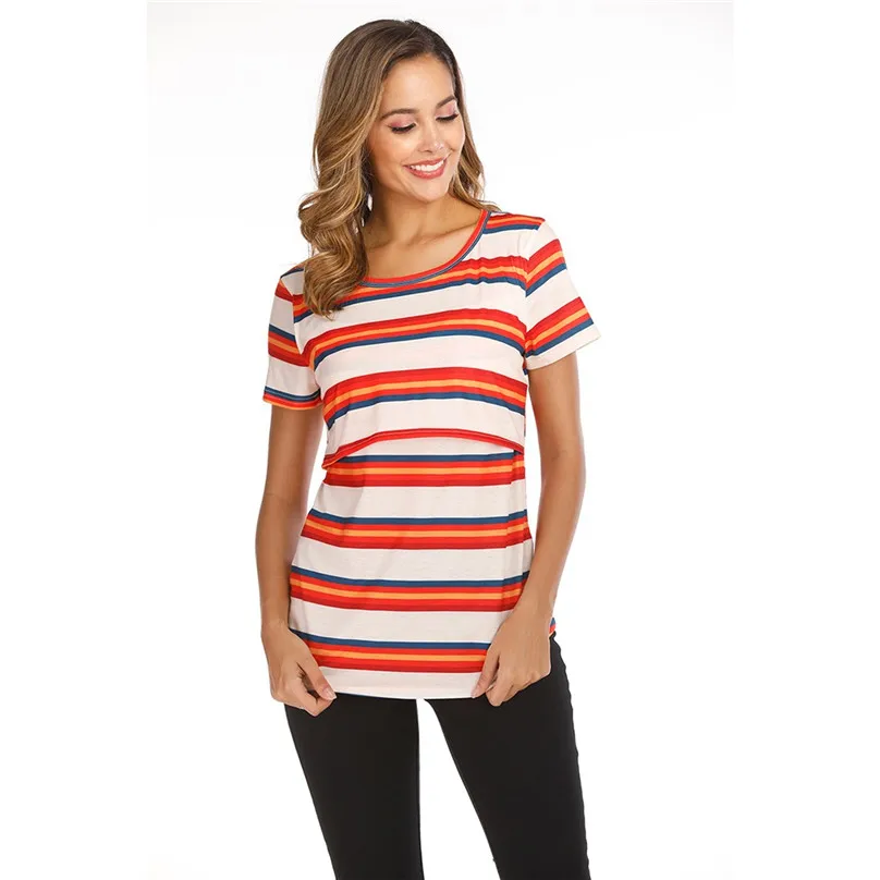 Moms New Striped Patchwork Short sleeve Maternity T-shirt Nursing Tops pregnancy Maternity clothes women Breastfeeding Tops 42H
Moms New Striped Patchwork Short sleeve Maternity T-shirt Nursing Tops pregnancy Maternity clothes women Breastfeeding Tops 42H
