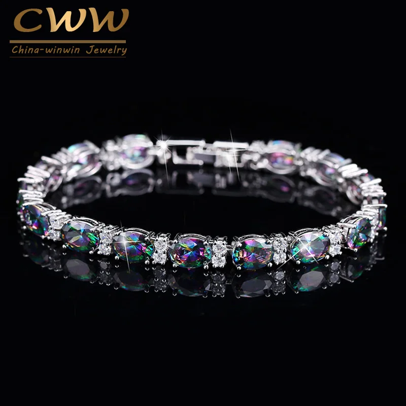 Luxury Design Silver Plated Multicolor Oval Rainbow Mystic Topaz Crystal Women Bracelets With Cubic Zirconia Stones CB149
Luxury Design Silver Plated Multicolor Oval Rainbow Mystic Topaz Crystal Women Bracelets With Cubic Zirconia Stones CB149