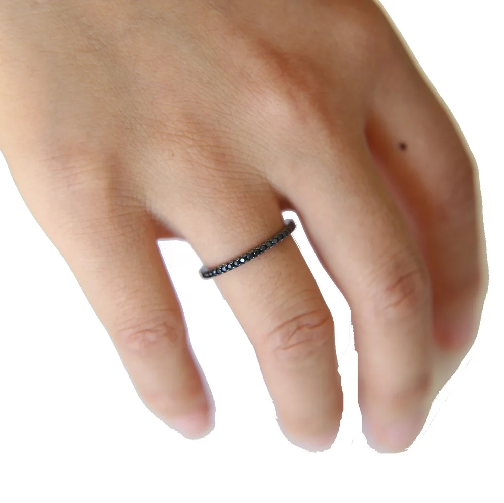100% pure 925 sterling silver black gold color black cubic zirconia #5-#8 wedding engagement band ring
100% pure 925 sterling silver black gold color black cubic zirconia #5-#8 wedding engagement band ring