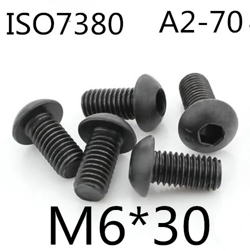 50pcs/lot ISO7380 M6*30 Grade 10.9 Half Round Hexagon Socket Button Head Cap Screws
50pcs/lot ISO7380 M6*30 Grade 10.9 Half Round Hexagon Socket Button Head Cap Screws