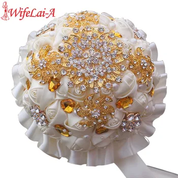 WifeLai-A 1Piece Gold Crystal Ivory Cream Rose Brooch Wedding Bouquet Mariage BridalBouquet Pearl Flowers buque de noiva PL002
WifeLai-A 1Piece Gold Crystal Ivory Cream Rose Brooch Wedding Bouquet Mariage BridalBouquet Pearl Flowers buque de noiva PL002