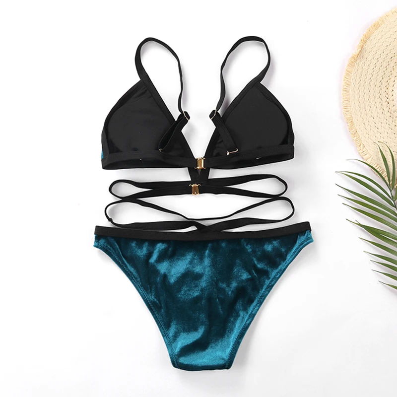 2019 Hot Wholesale Women's Sexy Velvet Swimwear 2 Piece Bikini (11)
