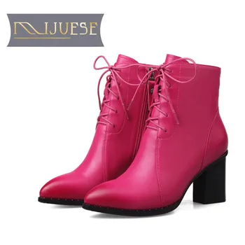 MLJUESE 2019 women ankle boots cow leather red color goth boots pointed toe autumn spring high heel motorcycle boots size 34-43
MLJUESE 2019 women ankle boots cow leather red color goth boots pointed toe autumn spring high heel motorcycle boots size 34-43