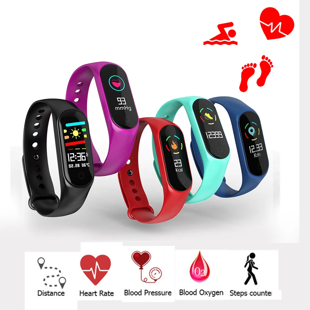 Фитнес Трекер Смарт-браслет монитор сердечного ритма браслет M3 Smartbracelet шагомер