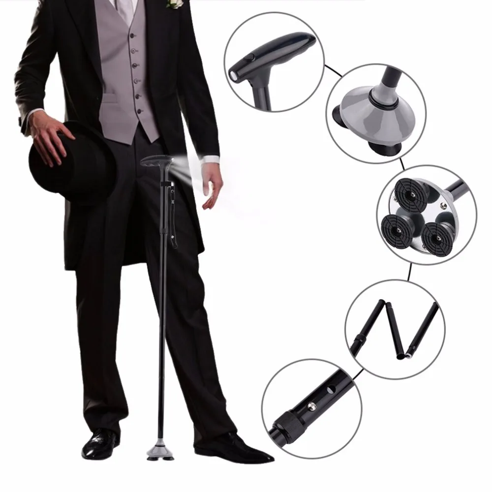 Multifunction Magic Cane Buddy Folding Walking Stick Quad-fold Adjustable Ultralight Stick With LED Lights For Outdoor Travel
Multifunction Magic Cane Buddy Folding Walking Stick Quad-fold Adjustable Ultralight Stick With LED Lights For Outdoor Travel