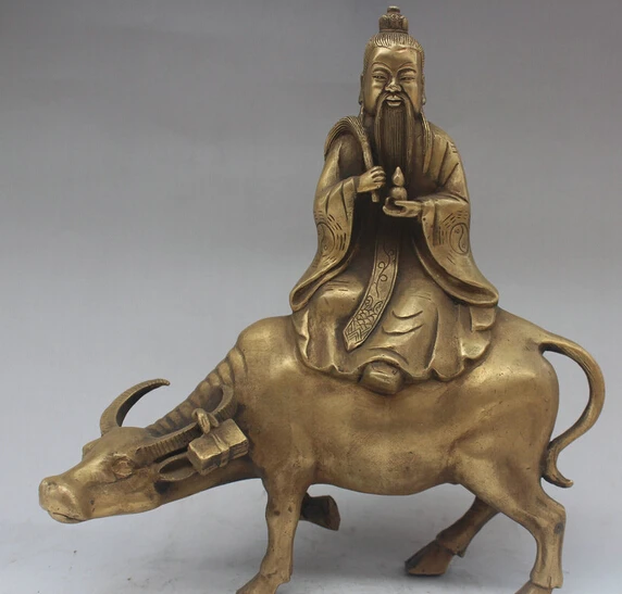 JP S0524 12" Chinese Taoism Brass Bull Oxen Tai Shang Lao Jun Taoist priest God Statue Discount 35% | Дом и сад