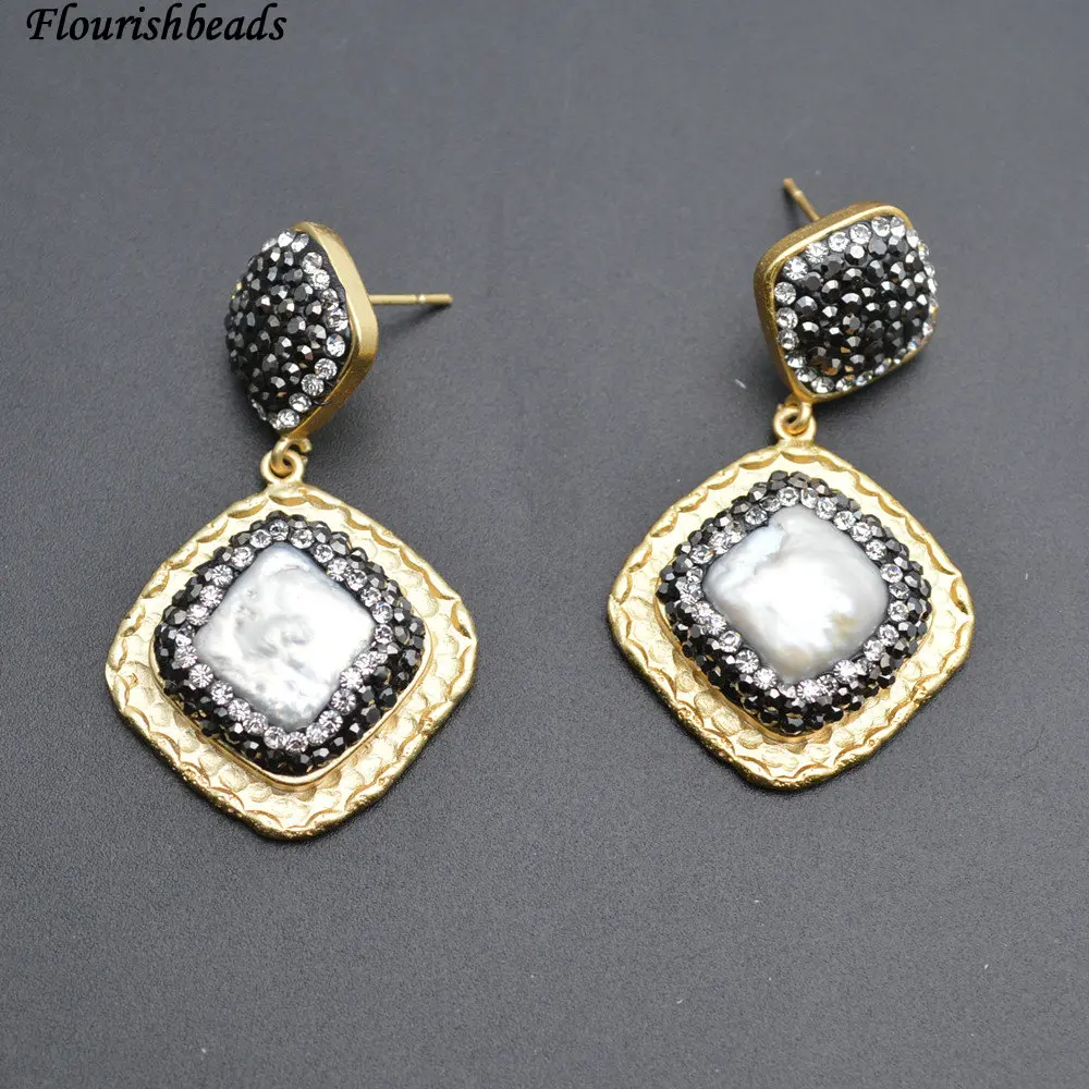 Natural White Pearl Square Beads Dangle Earrings Anti-rust Gold Color Plating Metal Copper Popular Woman Party Jewelry
Natural White Pearl Square Beads Dangle Earrings Anti-rust Gold Color Plating Metal Copper Popular Woman Party Jewelry