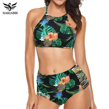 NAKIAEOI 2019 New Bikinis Swimwear Women Swimsuit Flower Print Halter Sexy High Neck Top Brazilian Bikini Padded Bathing Suits 
NAKIAEOI 2019 New Bikinis Swimwear Women Swimsuit Flower Print Halter Sexy High Neck Top Brazilian Bikini Padded Bathing Suits