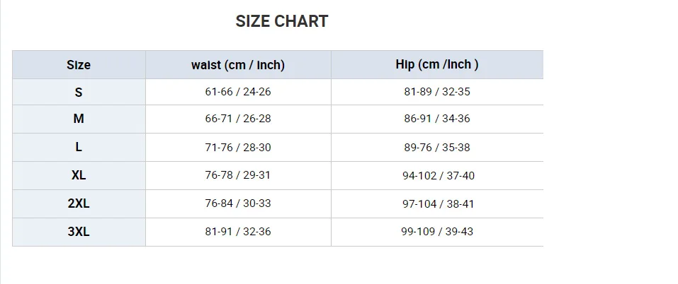 size chart