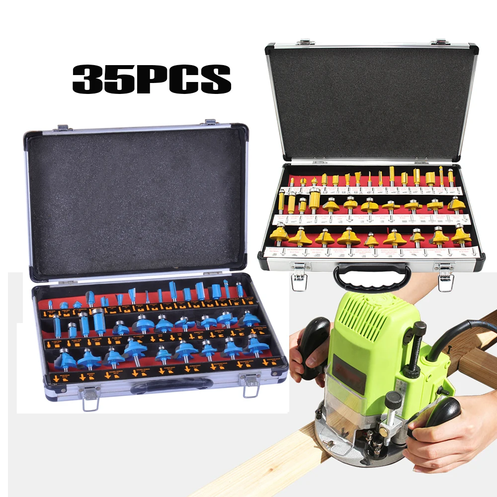 35pcs 1/4 Router Bits Set Professional Shank Tungsten Carbide Router Bit Cutter Set With Wooden Case For Wood
35pcs 1/4 Router Bits Set Professional Shank Tungsten Carbide Router Bit Cutter Set With Wooden Case For Wood