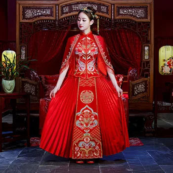 Red Wedding Bride Chinese Style Cheongsam Traditional Lady Long Qipao Embroidery Women's Evening Dress marry Clothes S - XXL
Red Wedding Bride Chinese Style Cheongsam Traditional Lady Long Qipao Embroidery Women's Evening Dress marry Clothes S - XXL