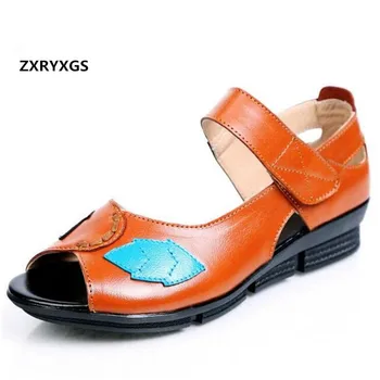 2019 New Spell Color Cowhide Summer Leather Sandals Women Shoes Sandals Comfortable Soft flat non-slip summer fashion Sandals
2019 New Spell Color Cowhide Summer Leather Sandals Women Shoes Sandals Comfortable Soft flat non-slip summer fashion Sandals