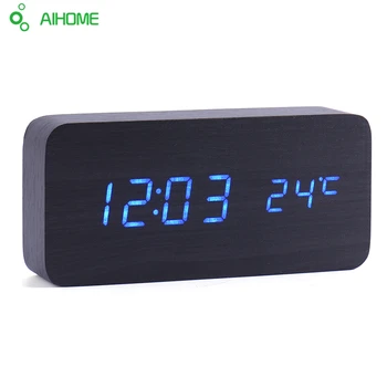Led Wooden Clock New Designer Thermometer LED Digital Clock Desktop Table Clock Sound Control Alarm Clocks 4 Color Word Shows
Led Wooden Clock New Designer Thermometer LED Digital Clock Desktop Table Clock Sound Control Alarm Clocks 4 Color Word Shows