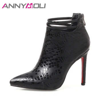 ANNYMOLI Women Spring Boots Sexy High Heels Boots Buckle Thin Heel Short Boots Zip Spring Party Shoes 2018 Red Chaussure Femme
ANNYMOLI Women Spring Boots Sexy High Heels Boots Buckle Thin Heel Short Boots Zip Spring Party Shoes 2018 Red Chaussure Femme