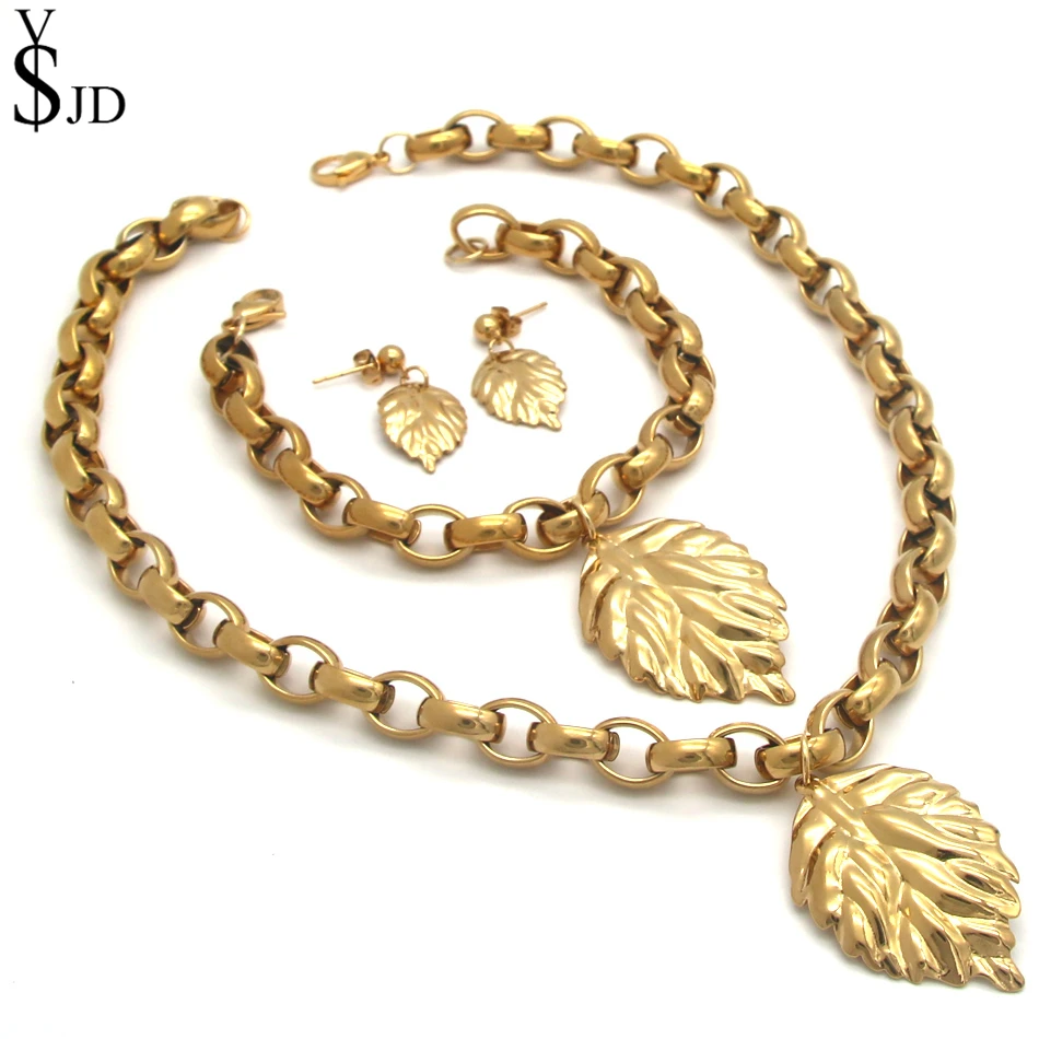 YSJD Fashion Leaf Design Jewelry Sets High Quality Stainless Steel Pendant Necklace&Bracelet and Earrings for Women Jewelry
YSJD Fashion Leaf Design Jewelry Sets High Quality Stainless Steel Pendant Necklace&Bracelet and Earrings for Women Jewelry