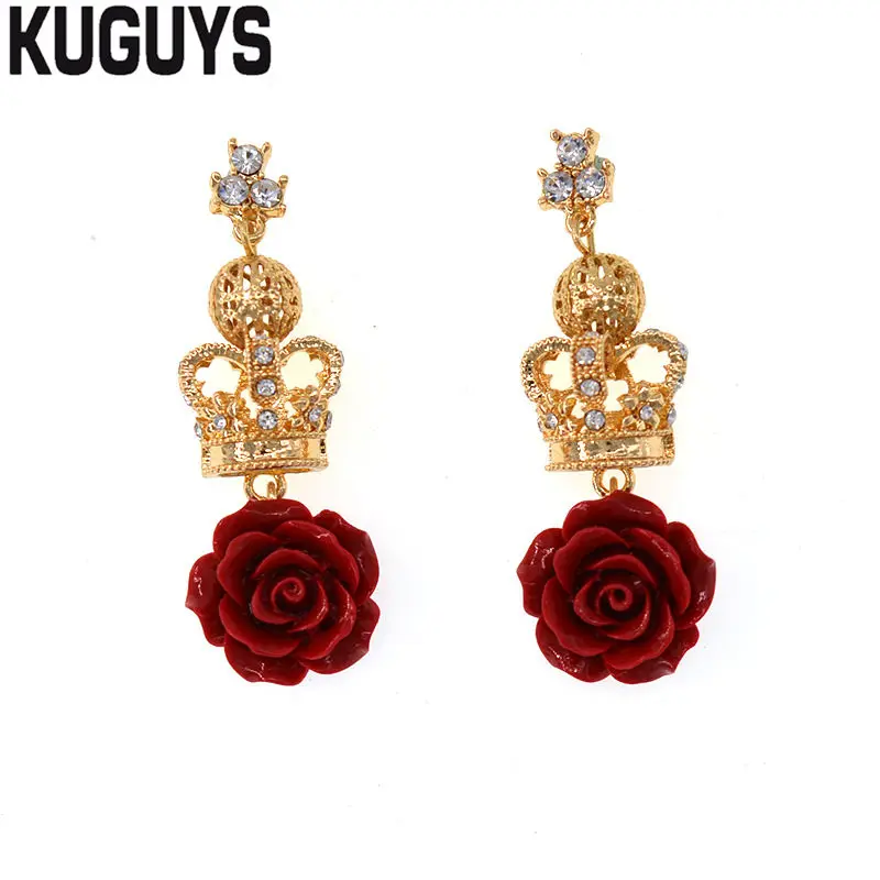 KUGUYS High Quality Baroque Crystals Crown Queen Drop Earrings for Women Vintage Jewelry Red Rose Earring Wedding Accessories
KUGUYS High Quality Baroque Crystals Crown Queen Drop Earrings for Women Vintage Jewelry Red Rose Earring Wedding Accessories