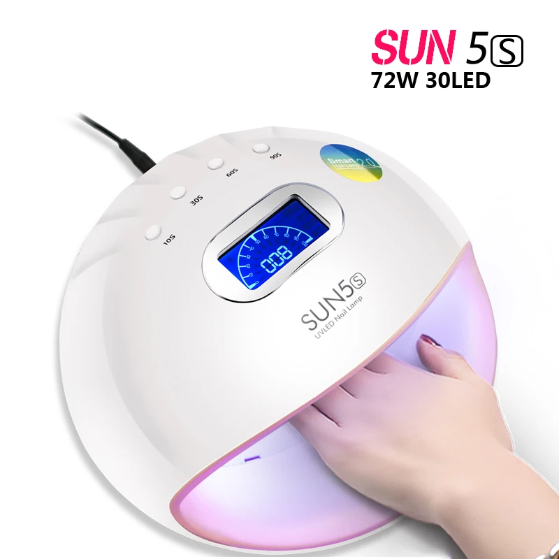 SUN5S Nail Art 72W 30LEDs UV LED Lamp Nail Polish Curing For All Gel Manicure Nail Dryer LCD Auto Sensor 10s/30s/60s/90s Timer
SUN5S Nail Art 72W 30LEDs UV LED Lamp Nail Polish Curing For All Gel Manicure Nail Dryer LCD Auto Sensor 10s/30s/60s/90s Timer