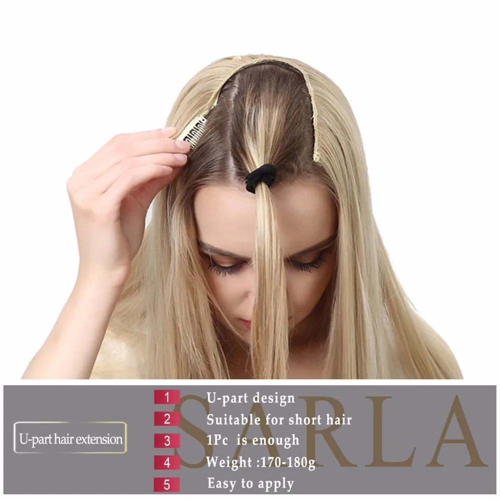 SARLA U образные синтетические накладные волосы на зажиме длинные густые вьющиеся