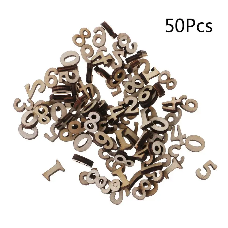 50pcs Laser Cut Wood Number 0 - 9 Embellishment Wooden Shape Craft Wedding Decor | Дом и сад