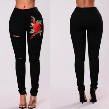 2018 Long Jeans Women Basic Classic High Waist Skinny Pencil Black Denim Pants embroidery ripped hole Elastic Stretch Jeans
2018 Long Jeans Women Basic Classic High Waist Skinny Pencil Black Denim Pants embroidery ripped hole Elastic Stretch Jeans
