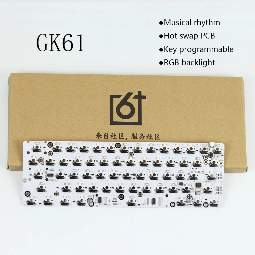 GK61 hot swap PCB mechanical keyboard GH60 RGB Backlight independent driver tyce-c interface Musical rhythm Customization kit
GK61 hot swap PCB mechanical keyboard GH60 RGB Backlight independent driver tyce-c interface Musical rhythm Customization kit