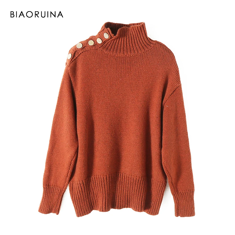 BIAORUINA Women's Oversized Solid Color Knitted Sweater Office Lady Casual Turtleneck Pullover Mental Buttons Fashion Sweaters
BIAORUINA Women's Oversized Solid Color Knitted Sweater Office Lady Casual Turtleneck Pullover Mental Buttons Fashion Sweaters