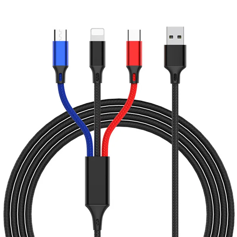 Зарядный кабель 3 в 1 Type C/8 Pin/Micro USB для iPhone X универсальный быстрой зарядки Samsung S9 S8