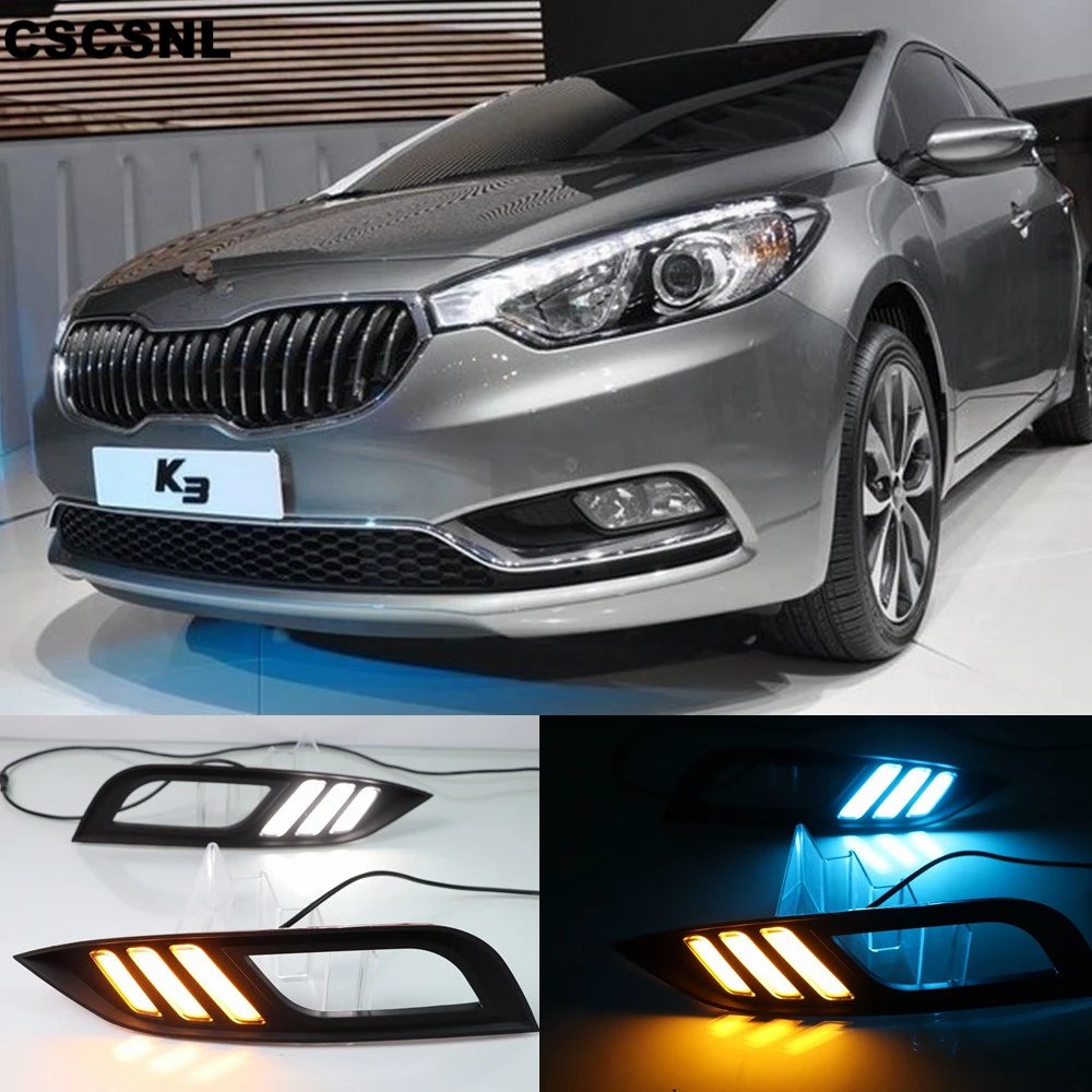 CSCSNL Led Daytime Running Lights DRL fog lamp cover with Yellow Turning Signal Function For Kia K3 Cerato 2013 2014 2015 2016
CSCSNL Led Daytime Running Lights DRL fog lamp cover with Yellow Turning Signal Function For Kia K3 Cerato 2013 2014 2015 2016
