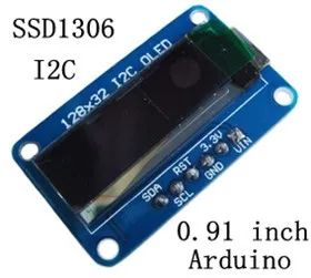 0.91 inch White / Blue OLED Display Screen Module SSD1306 Drive IC 128*32 I2C Interface
0.91 inch White / Blue OLED Display Screen Module SSD1306 Drive IC 128*32 I2C Interface