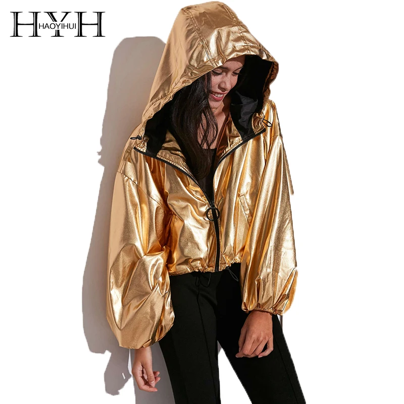HYH HAOYIHUI Fashion Women Jackets 2018 Punk Style Basic Jacket Solid Golden Hooded Female Crop Tops Loose Short Bomber Jacket
HYH HAOYIHUI Fashion Women Jackets 2018 Punk Style Basic Jacket Solid Golden Hooded Female Crop Tops Loose Short Bomber Jacket